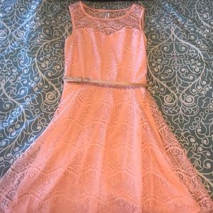 Sleeveless Pink/Coral Lace Dress!